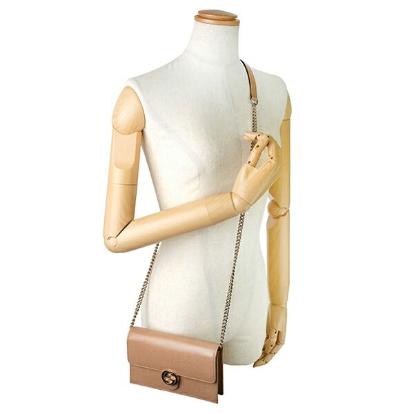 Gucci Shoulder Bag Dollar Calf Rose Beige