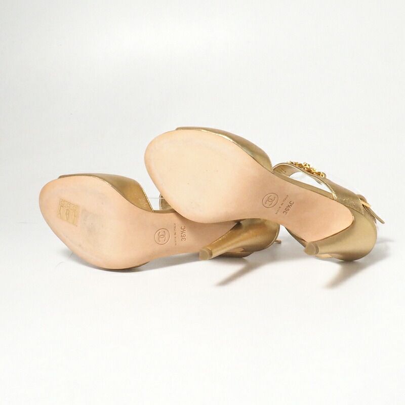 Chanel Sandals Size 36 1 2C Leather Back Strap Sandals Shoes CC Logo Coco Mark