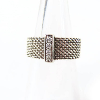 Tiffany & Co Somerset 4P 925 Diamond Ring Silver 8 With Box And Storage Bag