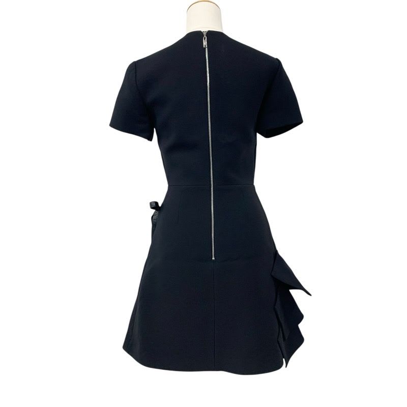 Louis Vuitton Monogram Dress Black Belt Ruffle
