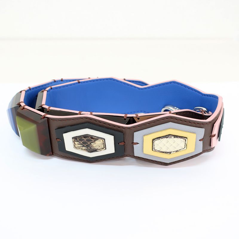 Fendi Strap Yu-croc Brown Blue-pink Multicolor-shoulder-strap