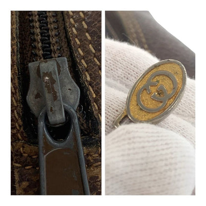 Gucci Vintage Sherry Line Old Gucci Beige GG Supreme Canvas/leather Clutch Bag