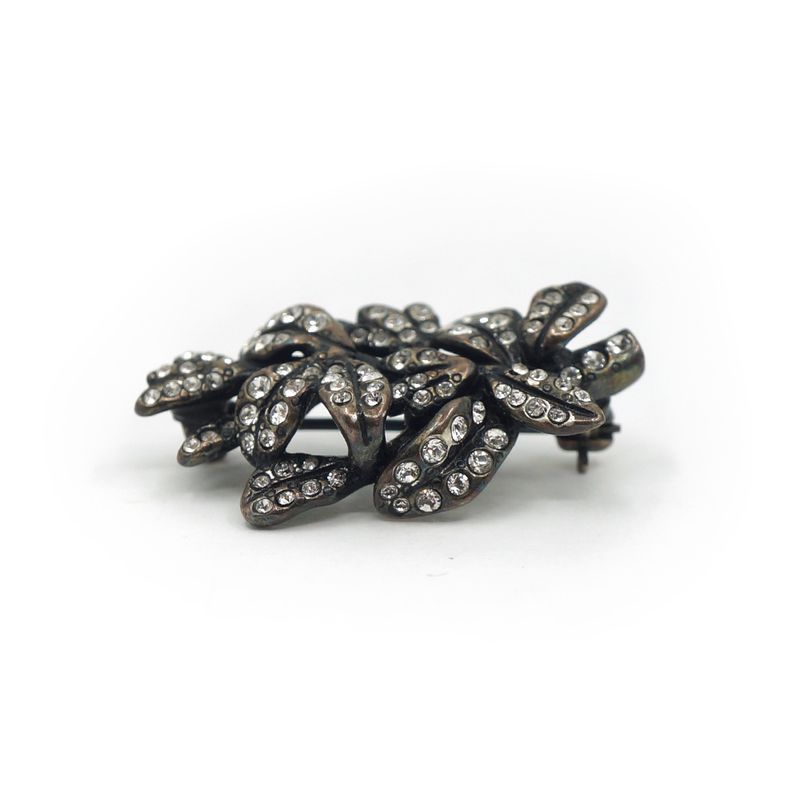 Saint Laurent Pin Brooch Rhinestone Approx 5.8g Black Accessories Box