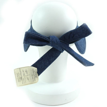 CHANEL Vintage 02P 100% Cotton Coco Mark Denim Sun Visor Indigo Blue Made In