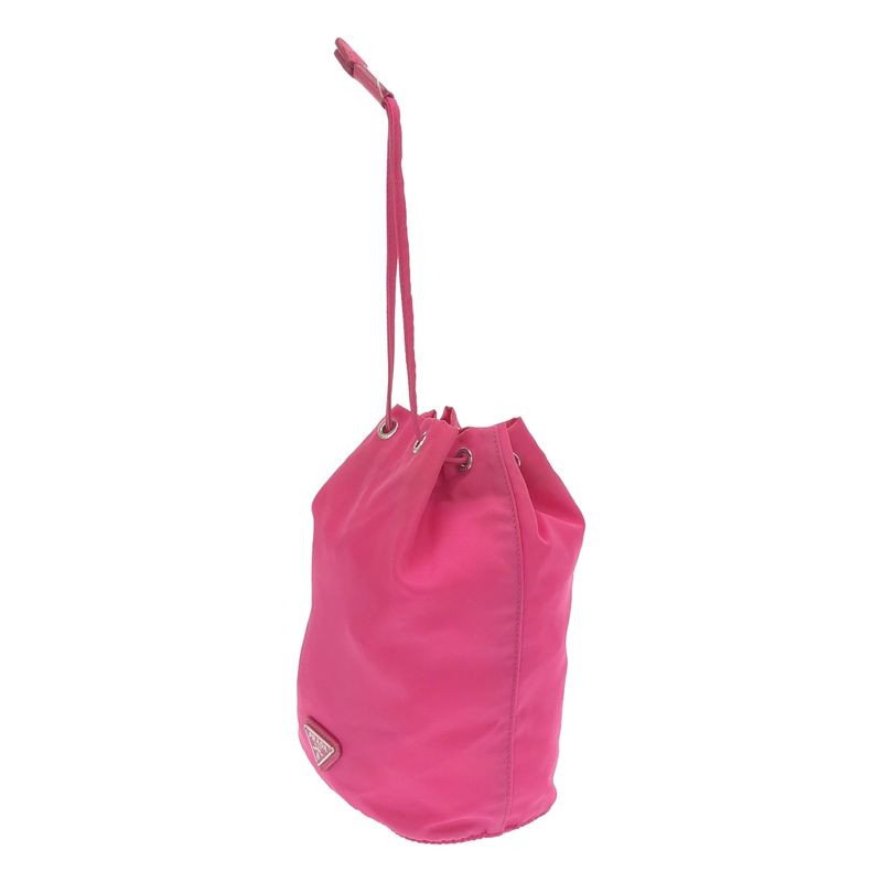 Prada Nylon Draw String Ring Pouch Draw String Bag Pink