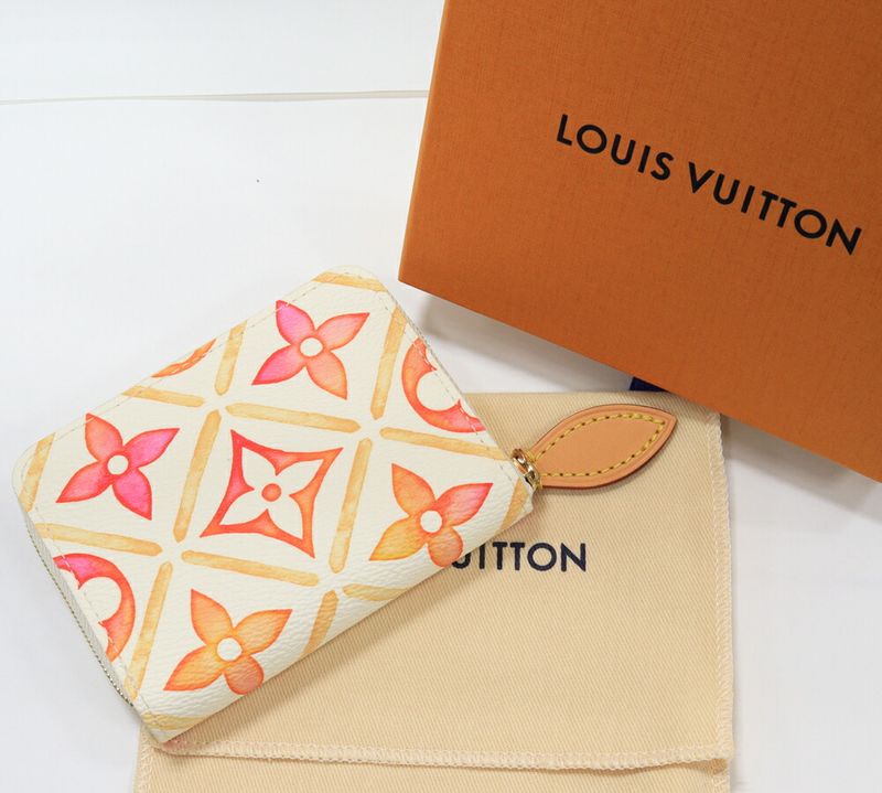 Louis Vuitton Coin Case Monogram Tile Coral Zippy Coin Purse M83658