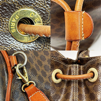 Celine Macadam Pattern T06 Brown Backpack Vintage PVC×leather Ladies Gold