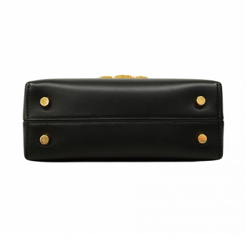 Celine Handbag Triomphe Teenino Leather Black Gold Hardware 2way Bag Ladies