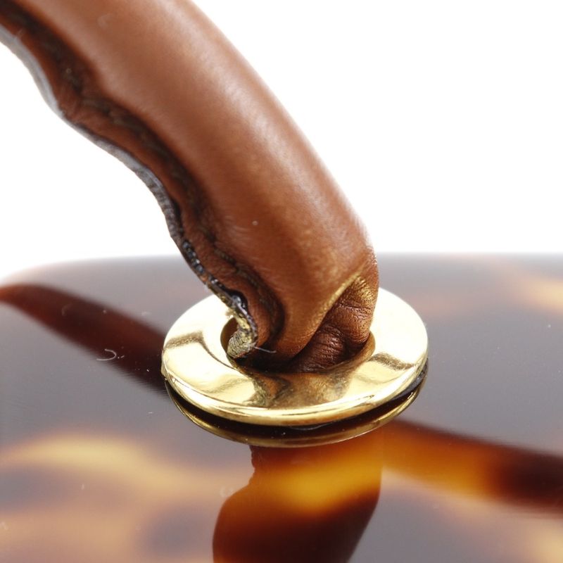 Fendi FF Party Bag Plastic X Leather Brown Ladies Handbag