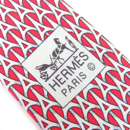 Hermes 5265 SA 100% Silk Geometric Pattern All-over Design Cravat Tie Red With