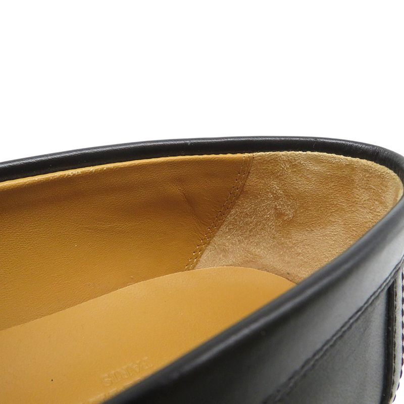 Hermes Moccasins Impact Calf Leather 36.5 Shoes Black