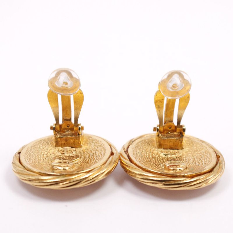 Chanel Coco Mark Vintage Gold Plated 93P Ladies 29.4g Earring