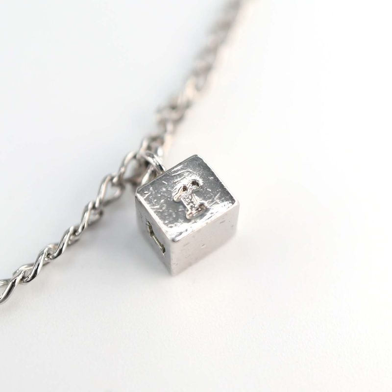 Christian DIOR Bracelet Cube 4charm Approx 5.9g Silver Color Accessories Bag