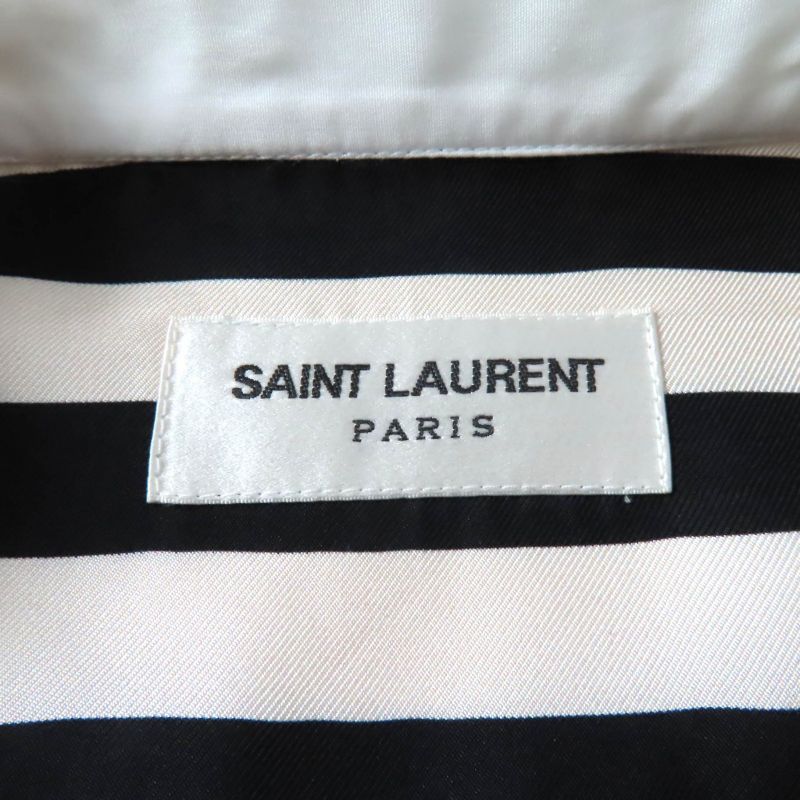 Saint Laurent Paris 2022 694156 100% Silk Striped Long Sleeve Shirt With Gold