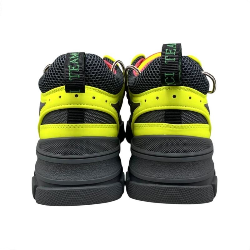 Gucci Sneakers Flash Trek 543162 7 1 2 Size Mesh Logo Yellow Grey Pink Gucci