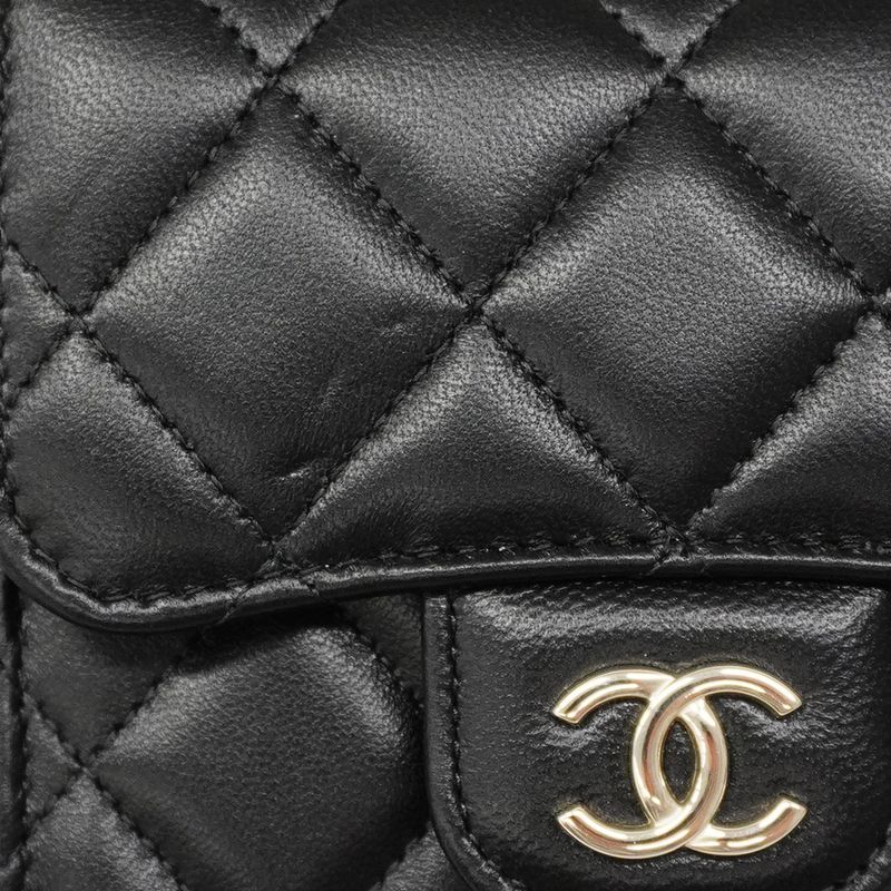 Chanel Shoulder Bag Matelasse Chain Lambskin Black Chien Pan Gold Hardware 2way