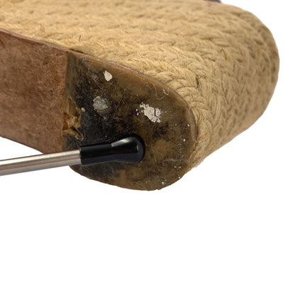 Celine Leather Espadrille Wedge Sole Sandals - 35 - Navy Beige - Women's