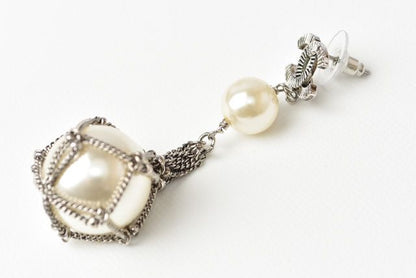 Chanel Earrings Chanel Pearl Motif Coco Mark Silver