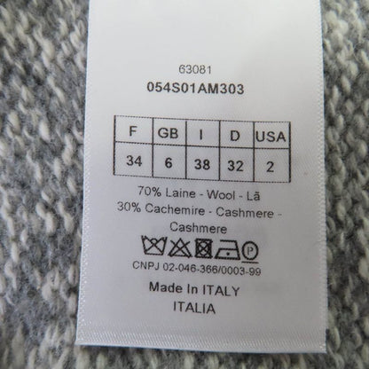 Christian DIOR 054s01am303 Wool Cashmere Back Logo V-neck Long Sleeve Knit Grey