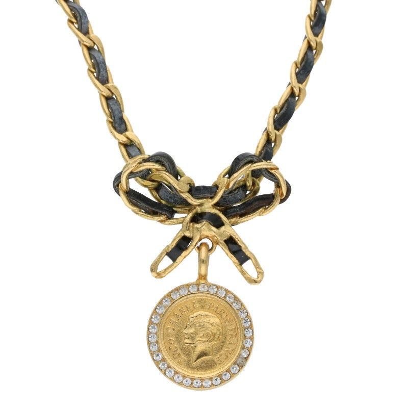 Chanel 96P Vintage Coin Ribbon Choker Necklace Women