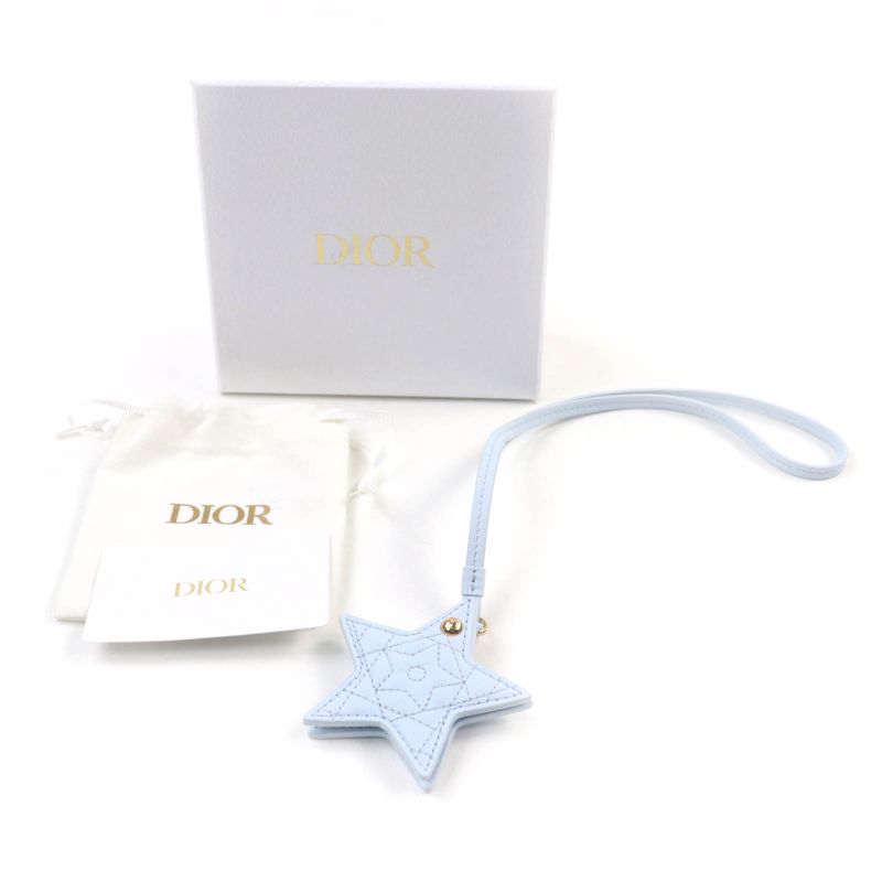 Christian DIOR 25SS V1577womlm Logo Leather Bag Charm With Star Mirror Light
