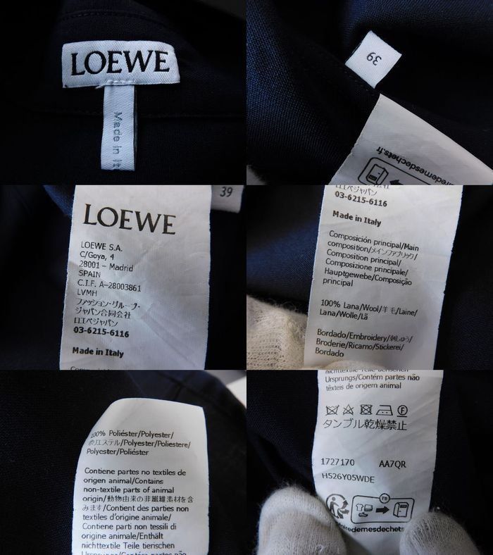 List Price: $150700 Loewe - Short Sleeve Shirt Men's Size 39 Dark Blue H526y05wd