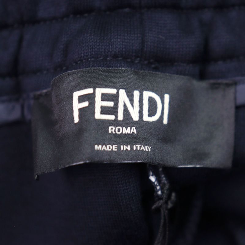 Fendi 2021 Fb0599 Track Pants With Logo Sideline Back Pockets Dark Navy 48 Made