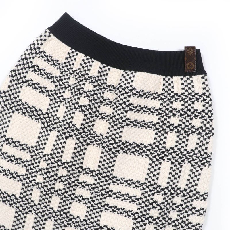Louis Vuitton 22AW Wool Cotton Cashmere Blend Monogram Tag Knit Skirt Tight