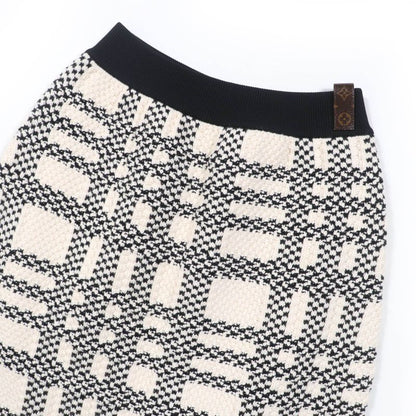Louis Vuitton 22AW Wool Cotton Cashmere Blend Monogram Tag Knit Skirt Tight