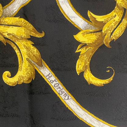 Hermes Carre 90 Scarf Silk L'instrvction DVRO Crested Black And Gold
