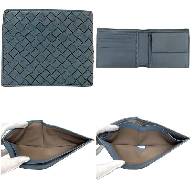 Bottega Veneta Fold Wallet Blue Intrecciato Fold Wallet Leather