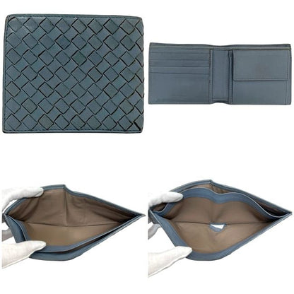 Bottega Veneta Fold Wallet Blue Intrecciato Fold Wallet Leather