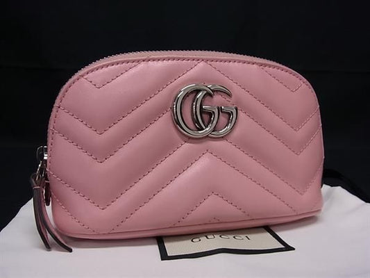 Boutique Gucci GG Marmont Leather Makeup Pouch Small Pouch Multi Case