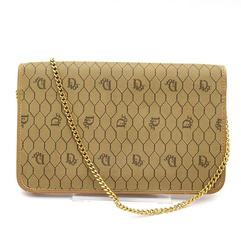 Dior Honeycomb Chain Shoulder Bag PVC Leather Women's Shoulder Bag Brown