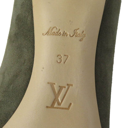 Louis Vuitton Heartbreaker Line Suede Pumps Khaki Gold Hardware 37 With Box