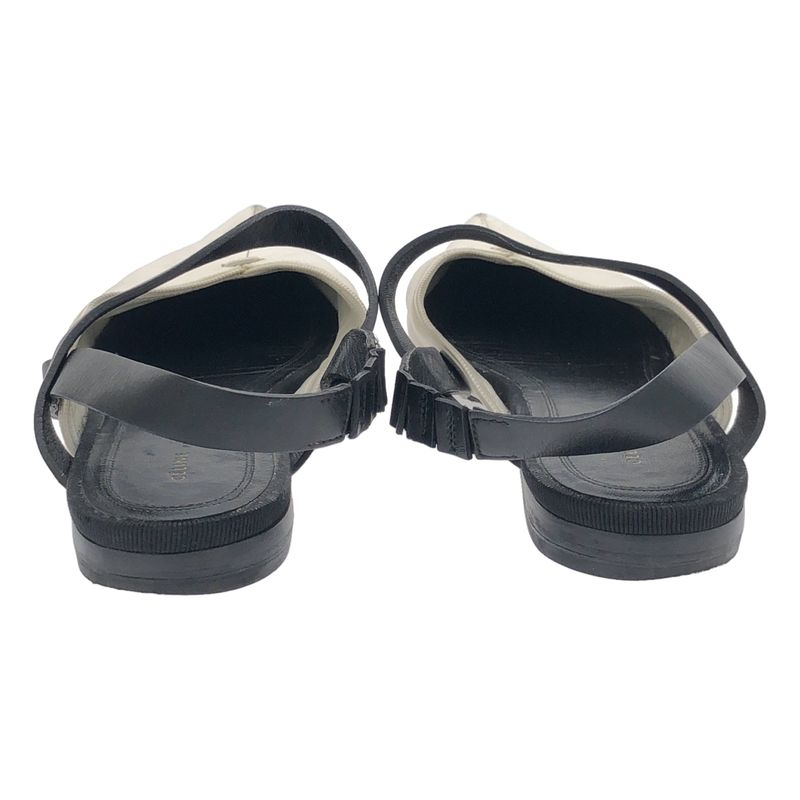 Celine Phoebe Period Leather Flat Mule Sandals White 36.5