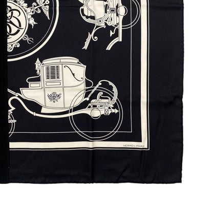 Hermes Scarf Carré H Hybrid 90 Ex-Libris Ecru Noir Black Hybride Ex-Libris