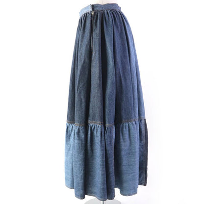 Christian DIOR 21SS 112j56a3941 Cotton Denim Long Flared Skirt With Patchwork