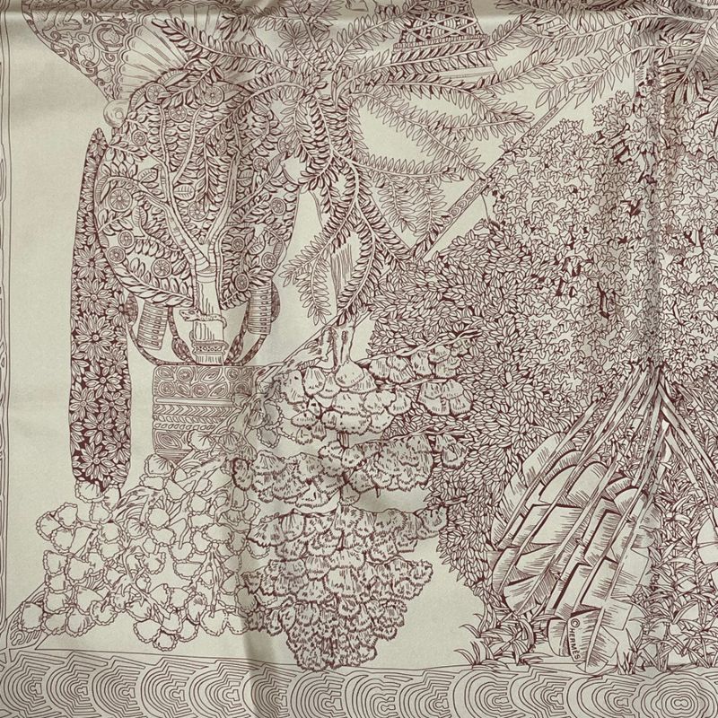 Hermes Legend Of The Trees Scarf Lion Sheep Silk Pink