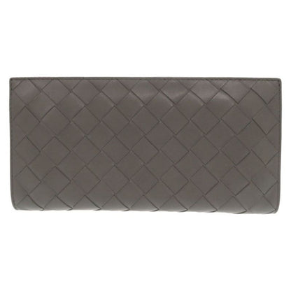 Bottega Veneta Intrecciato Leather Gray Round Zipper Long Wallet 0510 Bottega