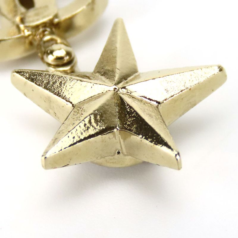 Chanel Earrings Coco Mark Metal Rhinestone Gold Plated Star Accessories Ladies