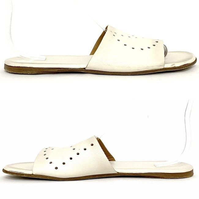 Hermes Sandals White Evelyn 40 25.0 cm Leather
