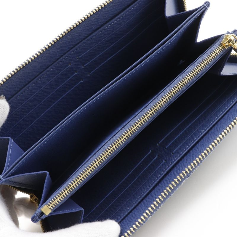 Louis Vuitton Zippy Wallet M82958 Monogram Denim Blue Unisex Long Wallet