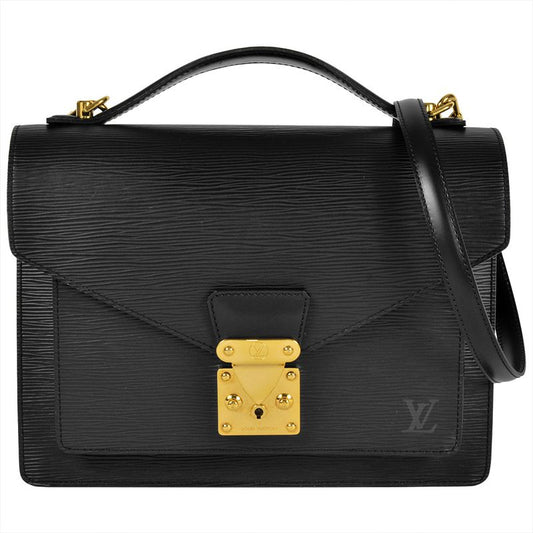 Louis Vuitton Monceau 2way Handbag Epi M52122 Black Gold Hardware Sr0093