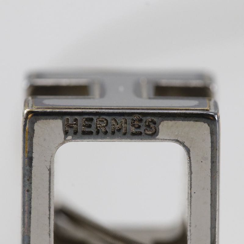 Hermes Caged Ash H Cube Metal Silver Ladies 8.2g Necklace