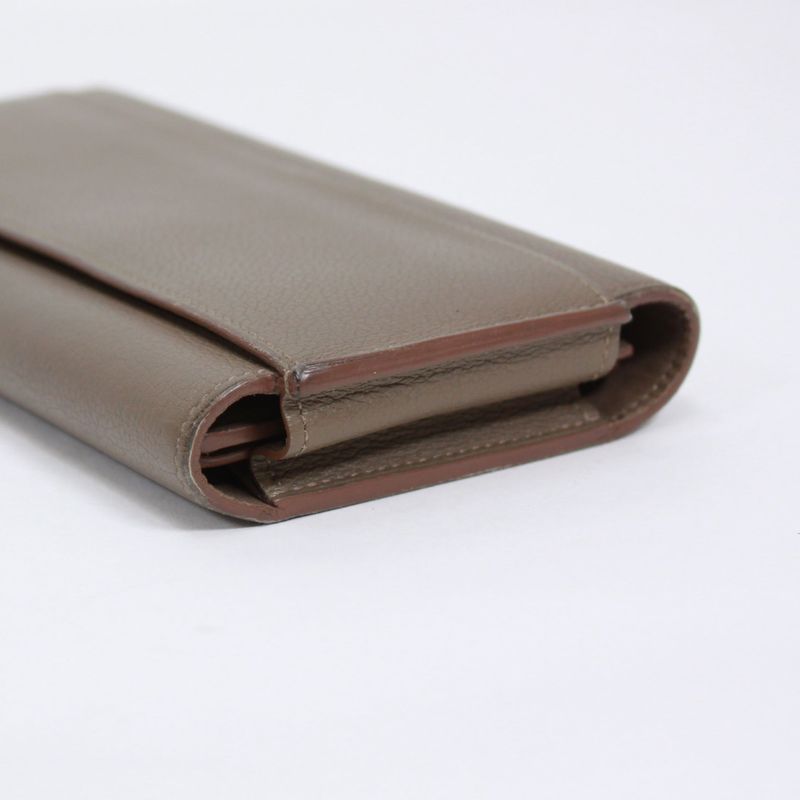 Hermes Passant Long Origan Leather Brown Wallet Silver