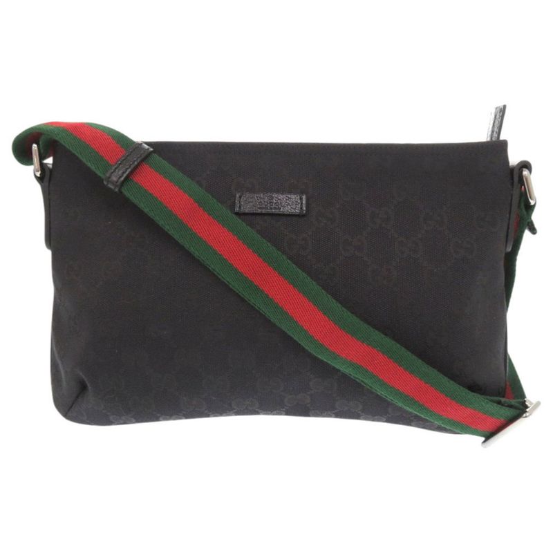 Gucci Sherry Line 189749 GG Canvas Leather Black Shoulder Bag Black 1412 Gucci