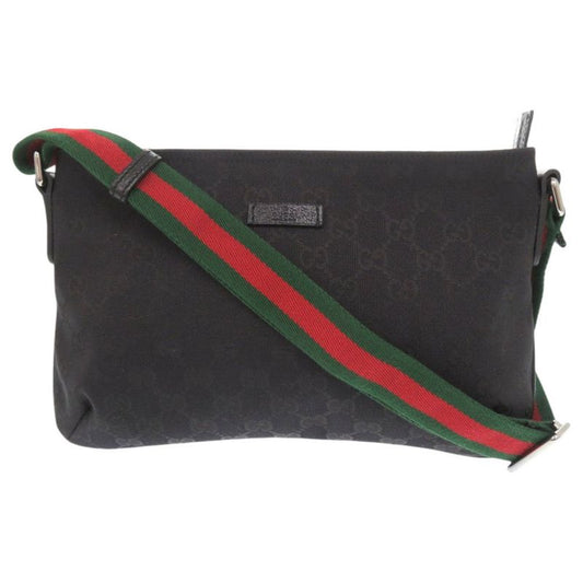 Gucci Sherry Line 189749 GG Canvas Leather Black Shoulder Bag Black 1412 Gucci