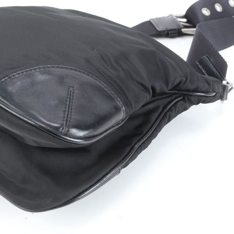 Prada Authenticity With Card Tessuto Nylon Triangle Logo Leather Shoulder Bag