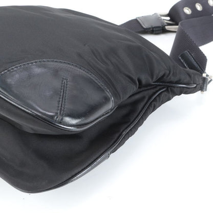 Prada Authenticity With Card Tessuto Nylon Triangle Logo Leather Shoulder Bag